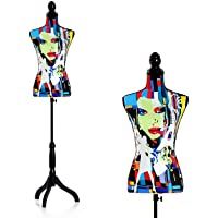HOMCOM Maniquí Femenino de Costura Busto de Señora para Modistas Exhibición Altura Ajustable a 130-168cm Multicolor